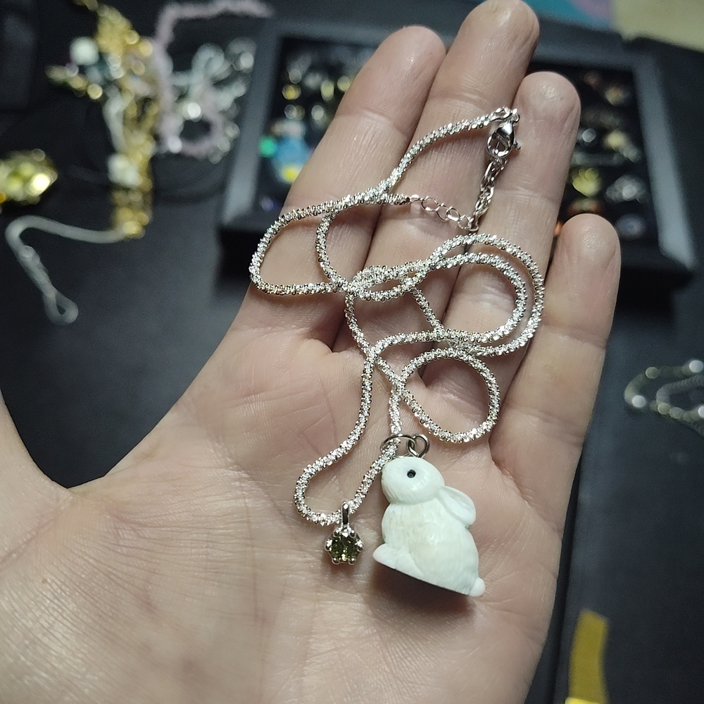 Handmade Easter 🐇 Silver Necklace with White Rabbit Pendant 🐰